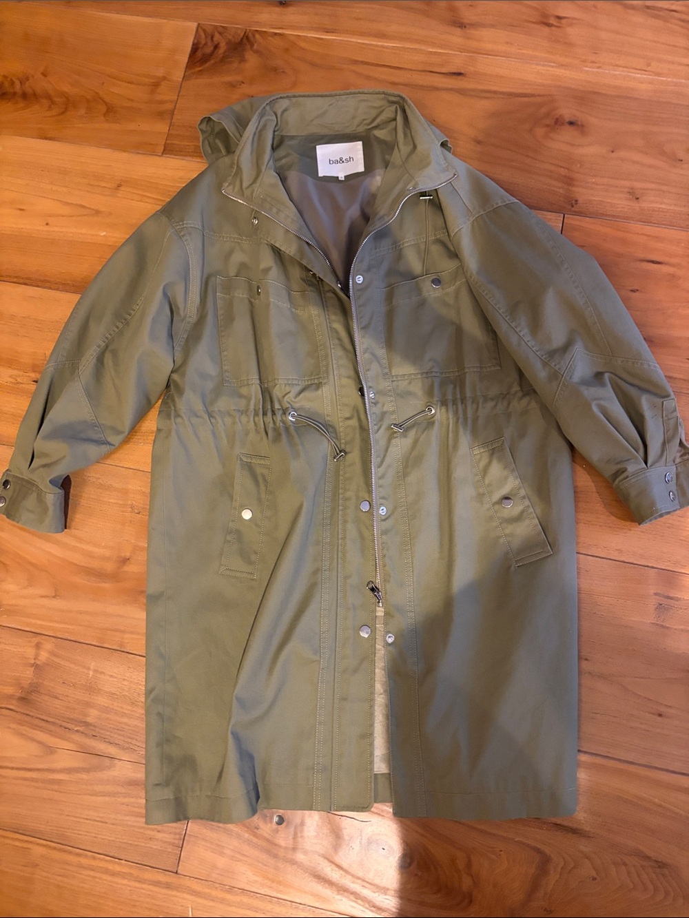 ba&sh Olive Green Utility Trench Coat